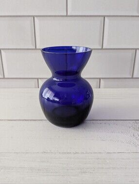 Vintage Holmegaard handblown cobalt blue hyacinth bulb vase